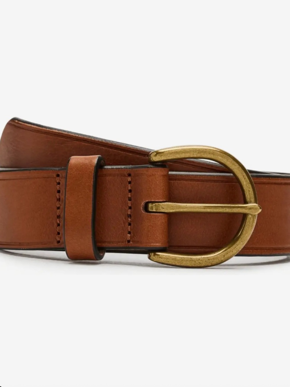 Madewell Medium Perfect Leather Belt in Pecan/Gold - Size XS - Picture 2 of 7